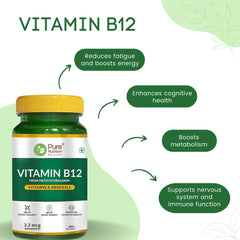 Pure Nutrition Vitamin B12 , Active Form Of Methylcobalamin | For Men & Women , Helps Boost Immunity & Energy , Promotes Brain & Nerve Health | 120 Veg Tablets , 200gm 0.4lbs