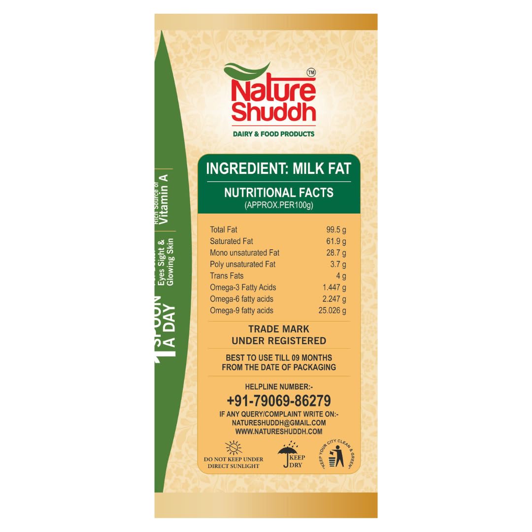 Natural Desi Ghee By Nature Shuddh | Rich In Vitamins A, D, E, & K Healthy Pure Desi Ghee For Rotis | (1 Litre) 33.8 Ounce | Box Pack