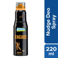 Engage Tickle Deodorant 220ml 7.4 Fl.oz. & XX2 Cologne No Gas Perfume For Men , Spicy & Citrus , Skin Friendly , 135ml 4.5 Fl.oz.