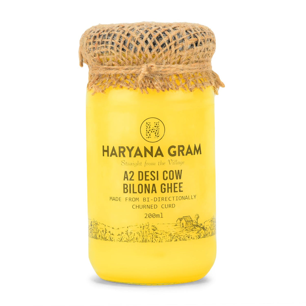 Organic A2 Desi Cow Bilona Ghee By Haryana Gram | Rich In Vitamin A, D & Minerals Healthy Desi Ghee Good For Overall Health | (200ml) 6.7 Ounce | Jar Pack