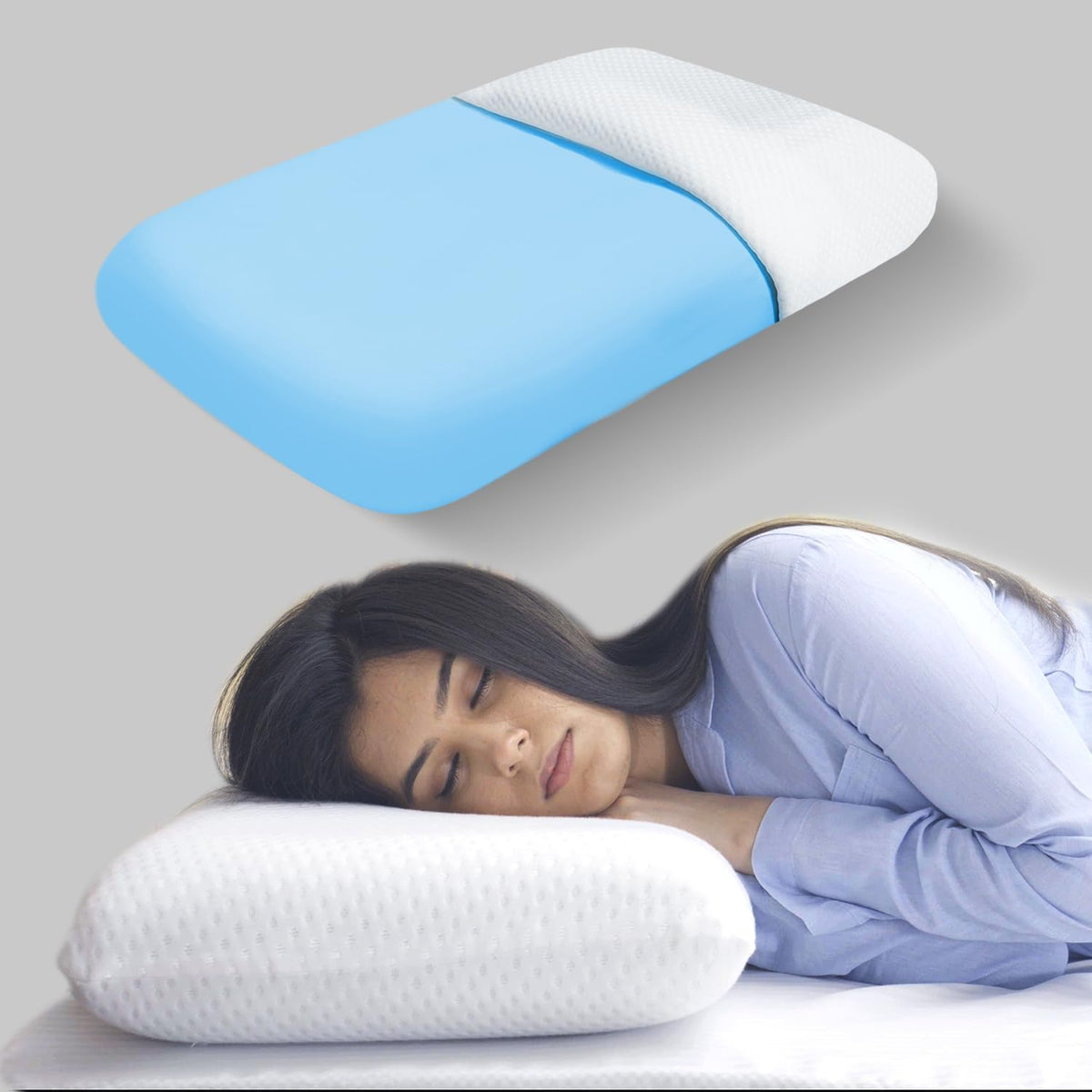 Cooling Gel Memory Foam Pillow For Spondylitis Neck & Shoulder Pain Relief, White, Size - Standard | Cervical Pillows For Sleeping, Designed For Orthopedic & Ergonomic Support