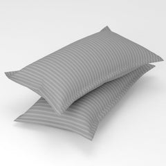 Stripe Glace Cotton 1 Double Bedsheet With 2 Pillow Cover - 91 X 90 Inches, Silver | Fade Resistant & Durable Breathable & Wrinkle Free Bed Sheet
