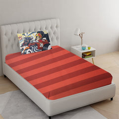 100% Cotton Kids Bedsheet For Single Bed With 1 Pillow Cover - 57 X 88 Inches, Red | Durable & Wrinkle Free - All Season Bedding