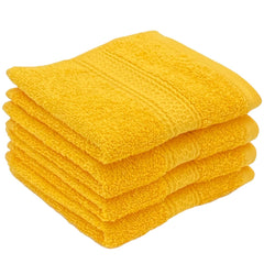 Patpug 100% Indian Ultra Soft Cotton Face Towel 500 Gsm | Napkin, Baby Face Towel, For Facewash, Gym, Travel, Hanky (Sunrise Yellow) | Pack Of 4