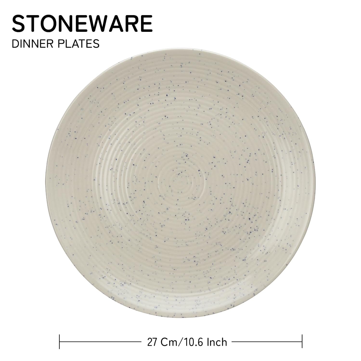 Ceramic Hand Glazed Stoneware Large Dinner Plates Set Of 6 - 10.6 Inch, Ivory | Microwave Safe & Dishwasher Safe - Handcrafted Dinner Plates, Full Plate Set Crockery For Dining & Gifting