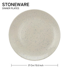 Ceramic Handcrafted Serving Dinner Plates Set Of 4 - 10 Inch, Ivory White | Scratch Resistant, Microwave Safe & Dishwasher Safe - Handcrafted Dinner Plates