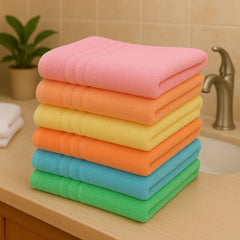 Weavers Villa Cotton Plain Soft Face/Hand Towel 900 Gsm (Multicolour) - Set Of 6