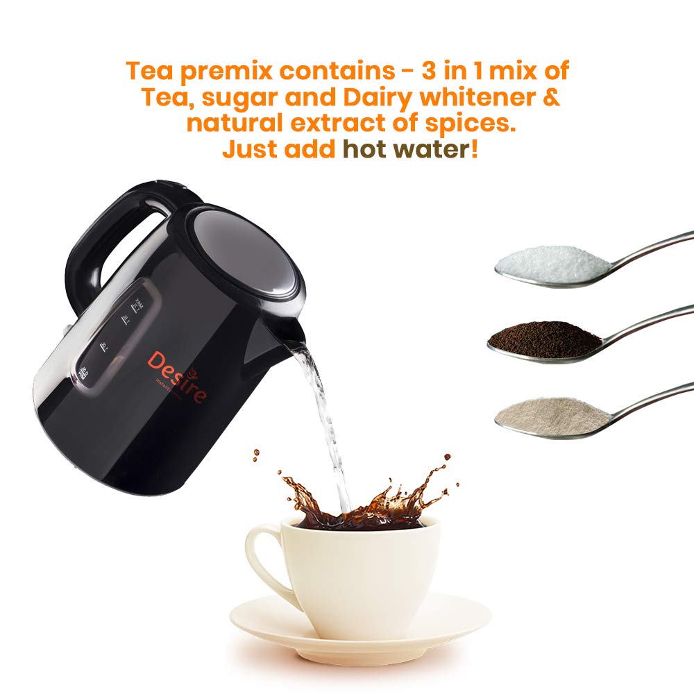 Desire Instant Premix Chai Masala - 1 Kg, 35.2 Ounce | Tea Powder For Both Manual & Vending Machines - Infused With Cardamom, Ginger, Clove, Cinnamon, Nutmeg & Black Pepper | High Caffeine