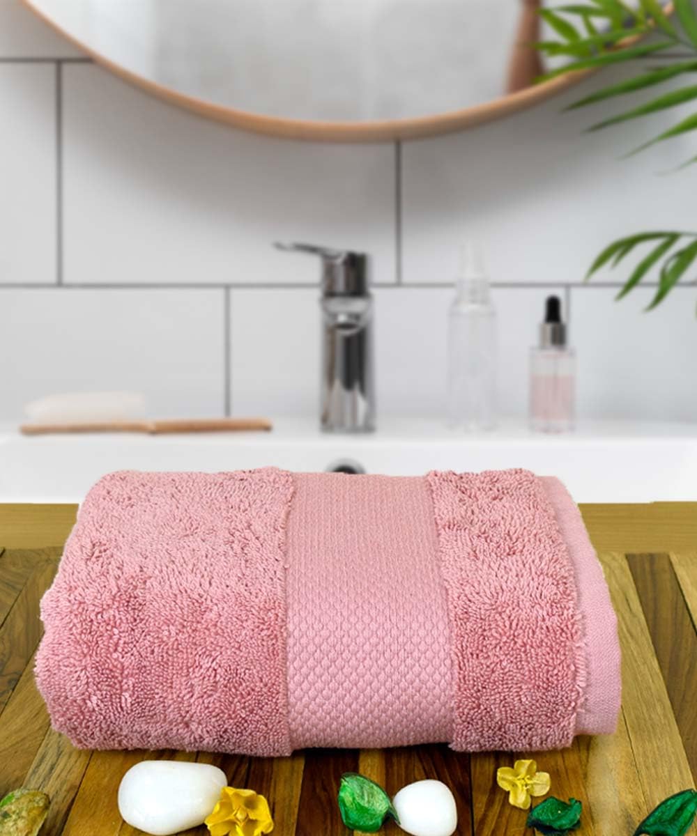 Rangoli Soft Absorbent Durable Towels Earthly Egyption Cotton Plush Oversized Small Size Bath Towel 400 Gsm (Peach)
