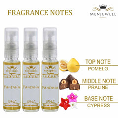 Menjewell Luxury Fantasia Perfumes 3x 0.3 Fl.oz. Luxury Perfume Gift Set For Wife | Alcohol Free