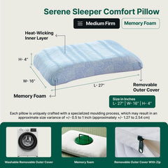 Cervical Ergonomic Orthopedic Memory Foam Wave Designed Bed Pillow, Big Size - 26.5 L X 15.5 W X 4.5 H Inch | Pillow For Sleeping, Neck Support, Back Pain Relief For All Sleeping Positions