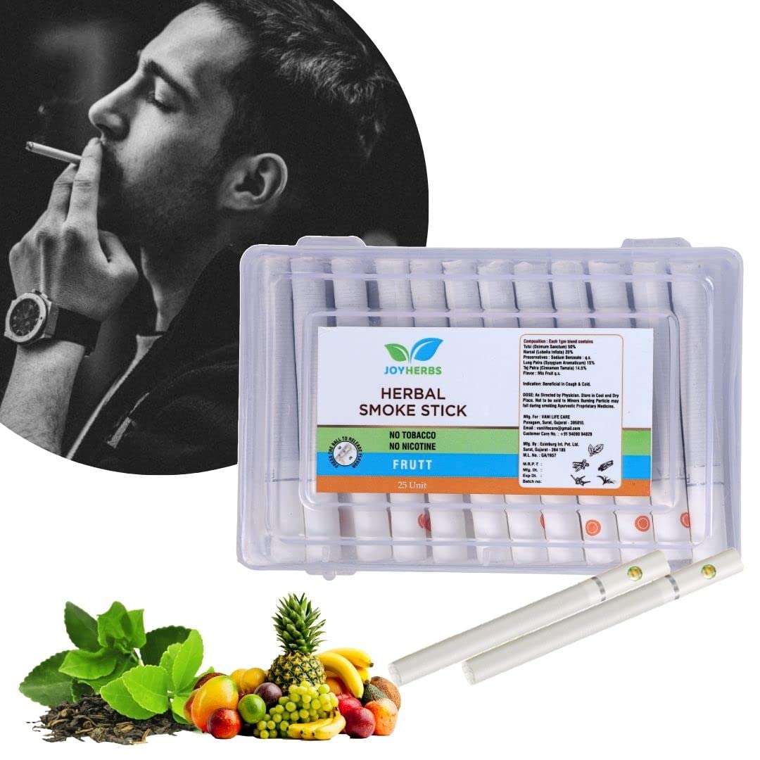 Herbal Cigarette Smokes - Nicotine Free & Tobacco Free Alternative Made Using 100% Ayurvedic Herbs Cigarette 1 Pack Of 25 Sticks