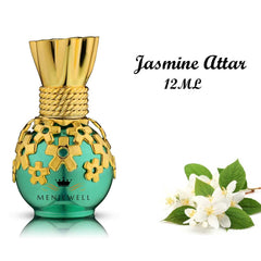 Menjewell Luxury Jasmine Attar Roll-on Perfume 12ml 0.4 Fl.oz. Unisex Fragrance | Long Lasting | Non Alcoholic