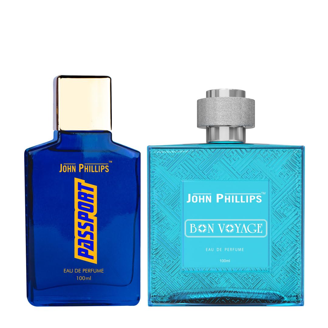 John Phillips Luxury Passport & Bon Voyage Eau De Perfume 100ml 3.4 Fl.oz. Each Pack Of 2 For Men