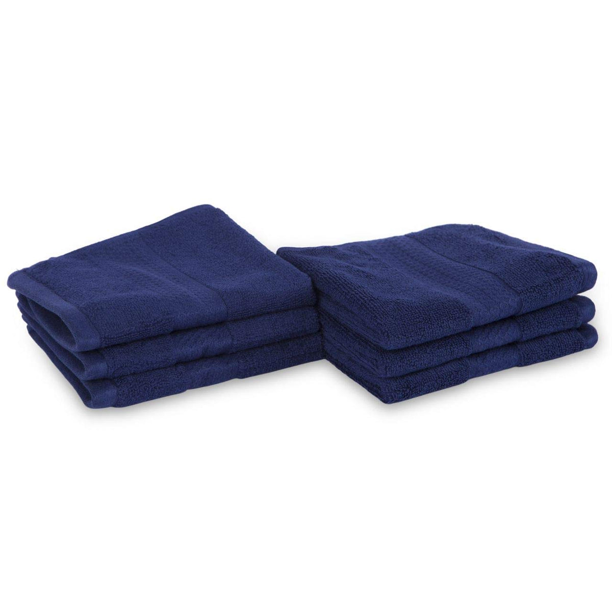 Divine Overseas Cotton Yarn Soft Extra Absorbent & Durable Gsm 1200 Face Towel Set (Navy Blue) - Pack Of 6
