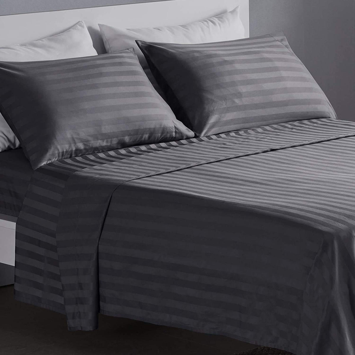 Cotton Bedsheet For Double Bed Queen Size - 90 X 100 Inches, Grey With 2 Pillow Covers | 350 Thread Count | Premium Comfort Bedsheets For Home, Hotels & Guest House