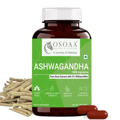 Osoaa Ashwagandha 5% Withania Somnifera 1000mg Ayush Approved Root Extract Enhances Energy, Stamina, Immunity Booster, Anxiety & Stress Relief | 60 Tablets 100gm 0.2lbs