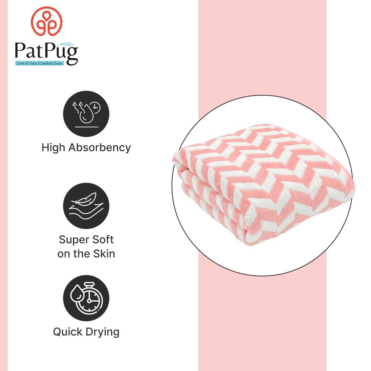 Patpug Coral Microfiber Ultrasoft Comfortable Highly Absorbent Quick Drying Large Bath Towel 350 Gsm (Pink)