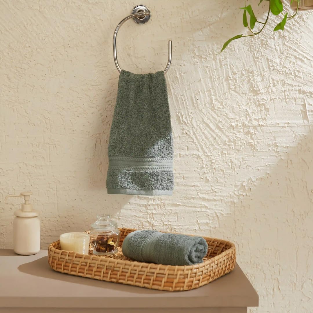 Livspace Paleto Collection Hand Towel 400 Gsm | 100% Cotton, Solid Dyed, Hand Towel Super Soft Absorbent (Graphite) Set Of 2