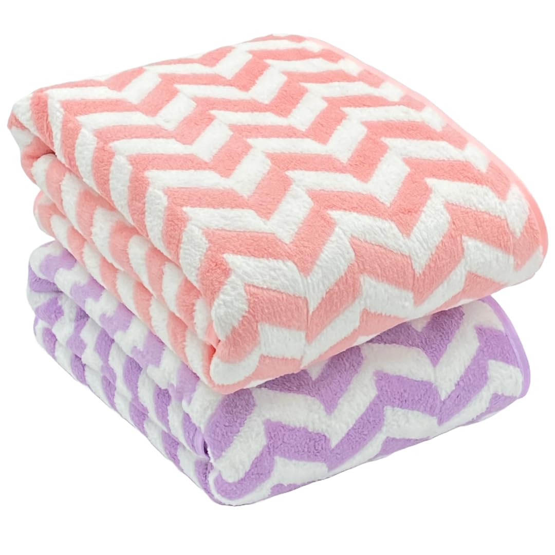 Patpug Coral Microfiber Ultrasoft Comfortable Highly Absorbent Quick Drying Large Bath Towel 700 Gsm (Purple & Pink)- Pack Of 2