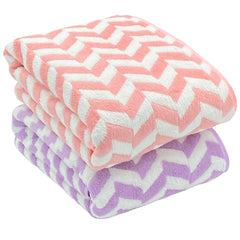 Patpug Coral Microfiber Ultrasoft Comfortable Highly Absorbent Quick Drying Large Bath Towel 700 Gsm (Purple & Pink)- Pack Of 2