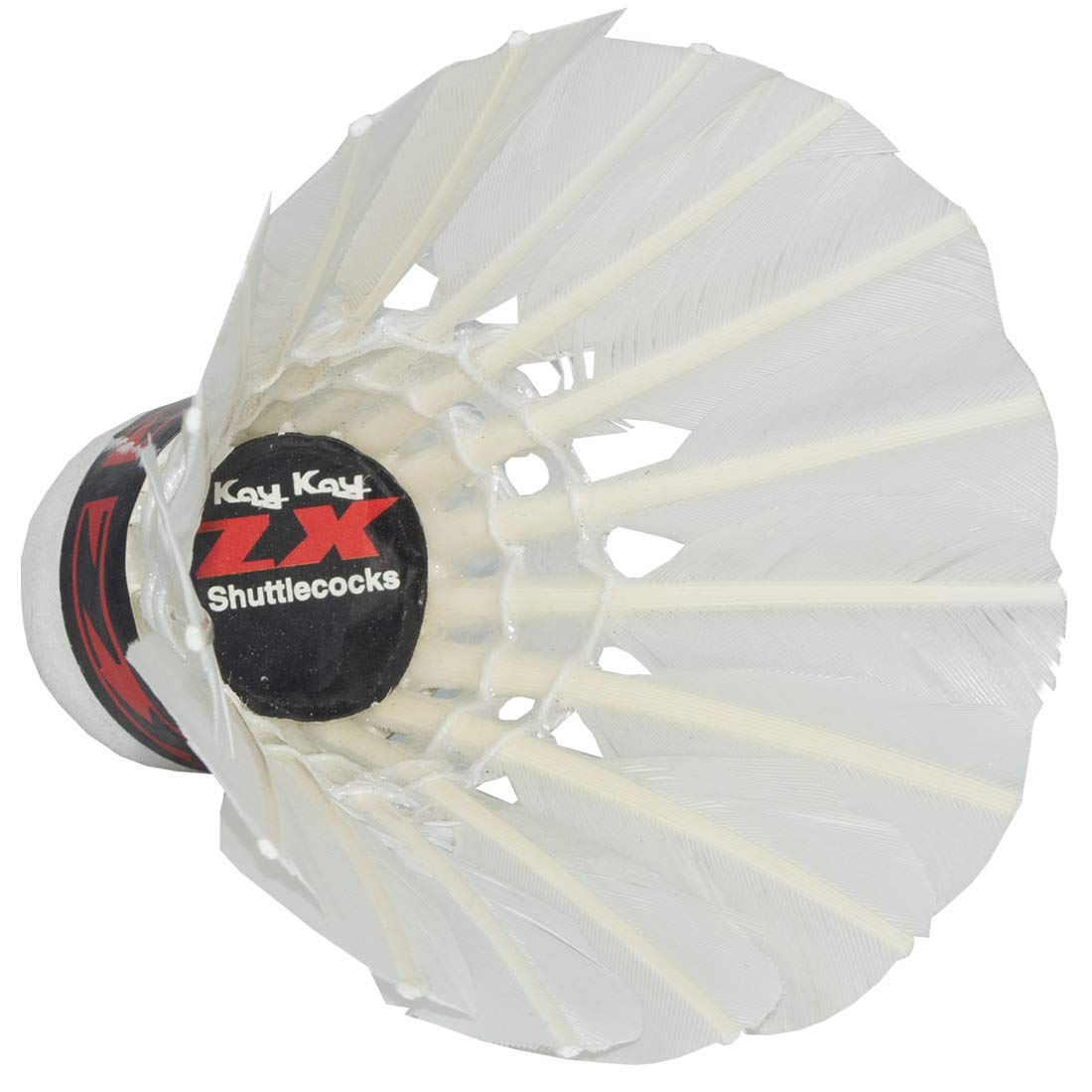 Kay - Kay ZX Badminton Feather Shuttlecocks , With High Quality Natural Cork | White , Pack of 10