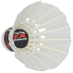Kay - Kay ZX Badminton Feather Shuttlecocks , With High Quality Natural Cork | White , Pack of 10