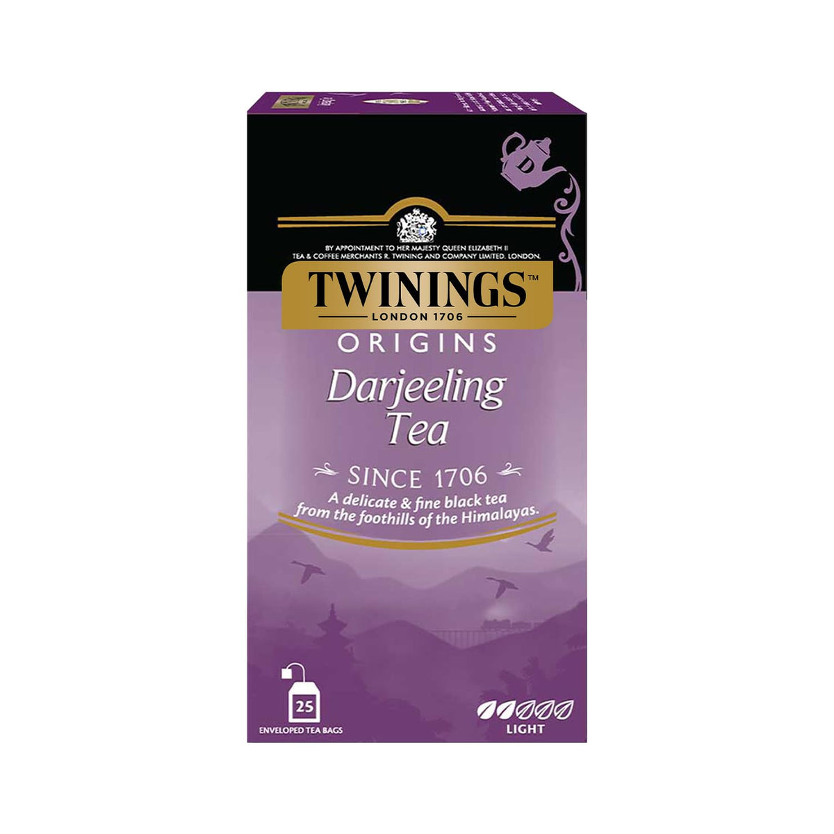 Twinings Origins Darjeeling Tea - 50gm, 1.7 Ounce, 25 Envelope Tea Bags | Delicate & Subtle Black Tea - Light Strength Premium Black Tea, High Caffeine