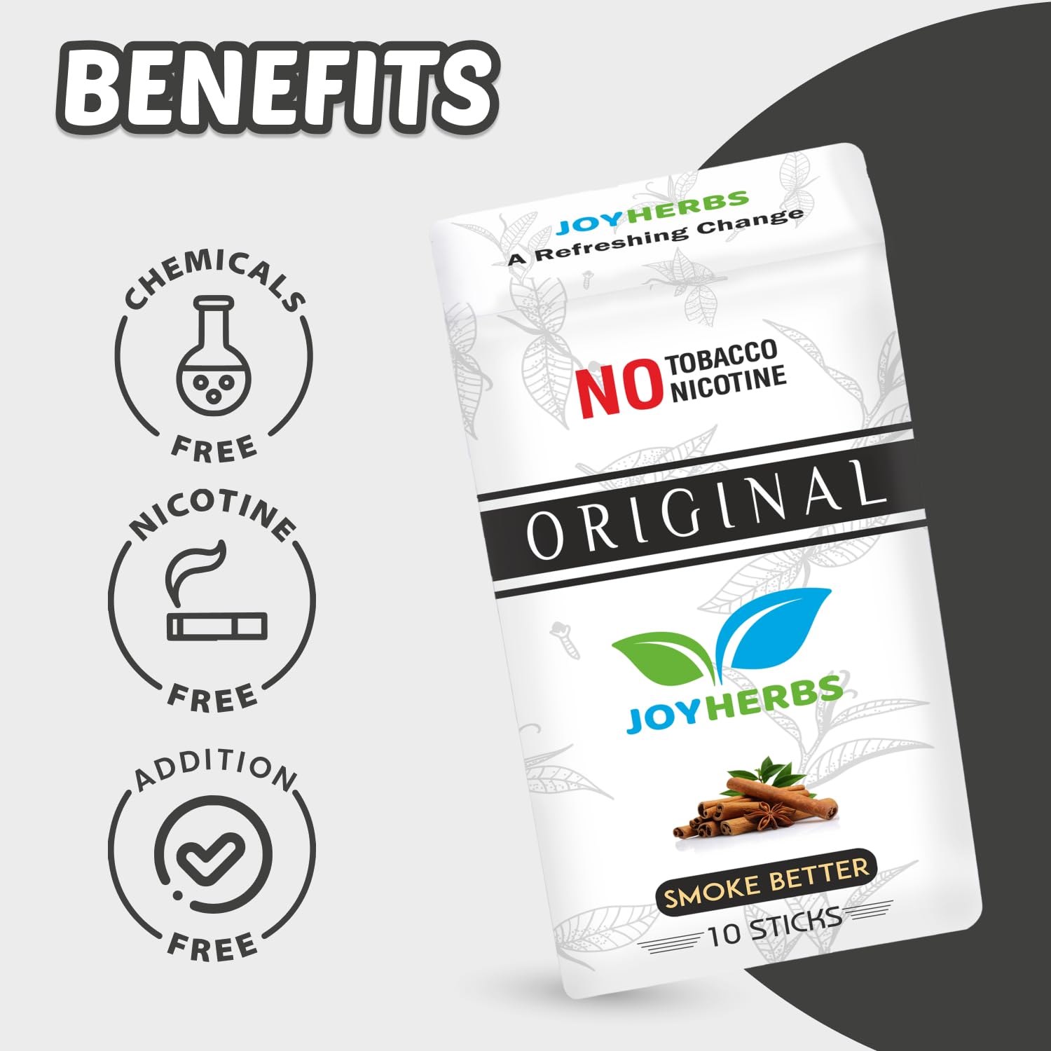 Ayurvedic Herbs Tobacco Alternatives | Non Addictive, Clove, Original & Menthol Flavour Smoke 10 Sticks Each - Tobacco And Nicotine Free Combo Pack