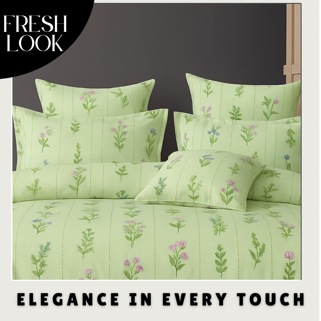 Microfiber Double Bedsheet King Size With 2 Large Size Pillow Covers | Size 108x108+9 Inches, Pastel Pistachio Green | Perfect For Daily Use, All-Season Use Or Gifting Bedsheet