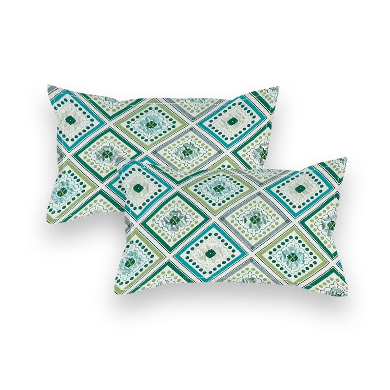 Premium Cotton Elastic Fitted Bedsheets With 2 King Size Pillow Covers - 72 X 78 + 10 Inches, Green & Blue | Super Soft Brushed Glace | Breathable & Wrinkle Free