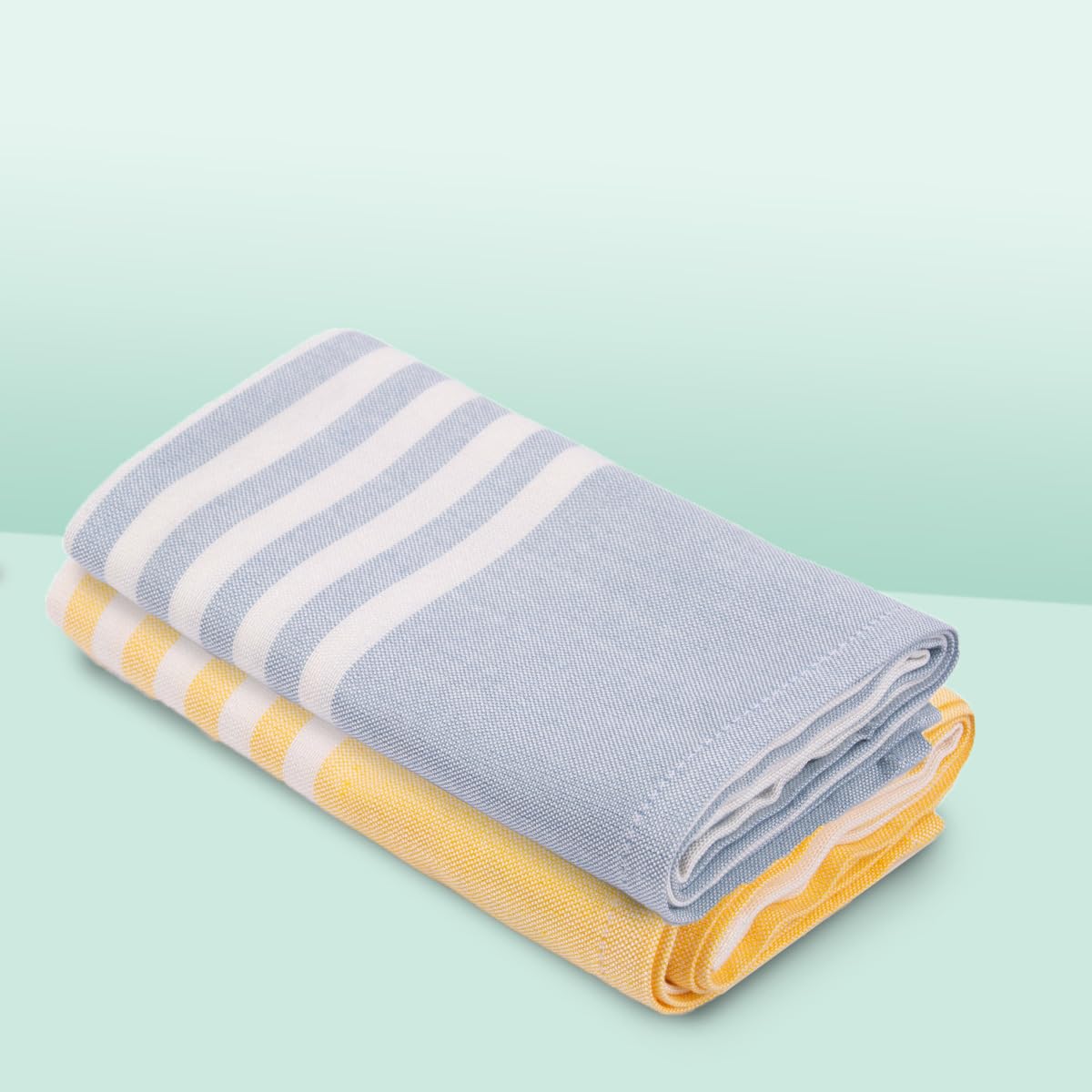 Mush Bamboo Turkish Hand Towels 250 Gsm | 100% Bamboo Gym Towel For Men & Women | Ultra Soft, Absorbent & Quick Dry Towel | Yellow & Ice Melt Blue (Set Of 2)
