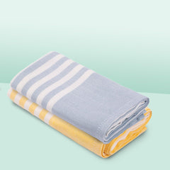 Mush Bamboo Turkish Hand Towels 250 Gsm | 100% Bamboo Gym Towel For Men & Women | Ultra Soft, Absorbent & Quick Dry Towel | Yellow & Ice Melt Blue (Set Of 2)