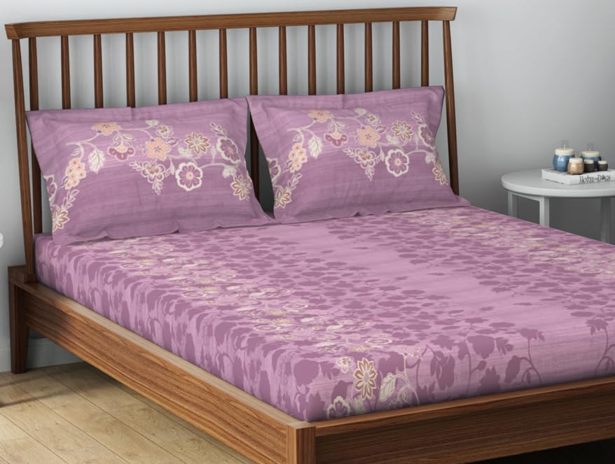 100% Cotton Double Bedsheet With 2 Pillow Cover - 90 X 100 Inches, Blush | Soft & Breathable, Comfortable & Durable Bedding For All Seasons