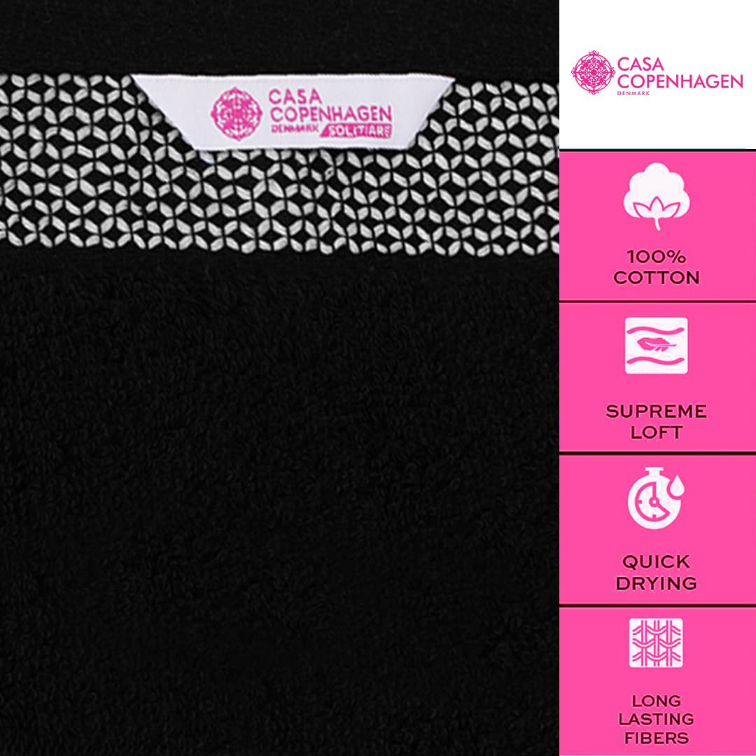 Casa Copenhagen Egyptian Cotton Waffle Large Size Bath Towel 500 Gsm (Black)
