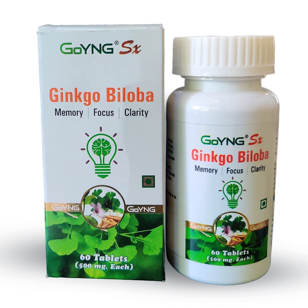 Goyng Ginkgo Biloba With Ashwagandha & Brahmi For Memory, Focus & Brain Booster | 60 Tablets 100gm 0.2lbs