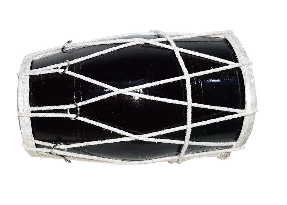 Sheesham Wood Rope Tuned Dholak With Bag - Black | Perfectly Symmetric Round Dholak - Dholak For Festival, Wedding, Satsang | Very Easy To Tune, Best Toy For Kids