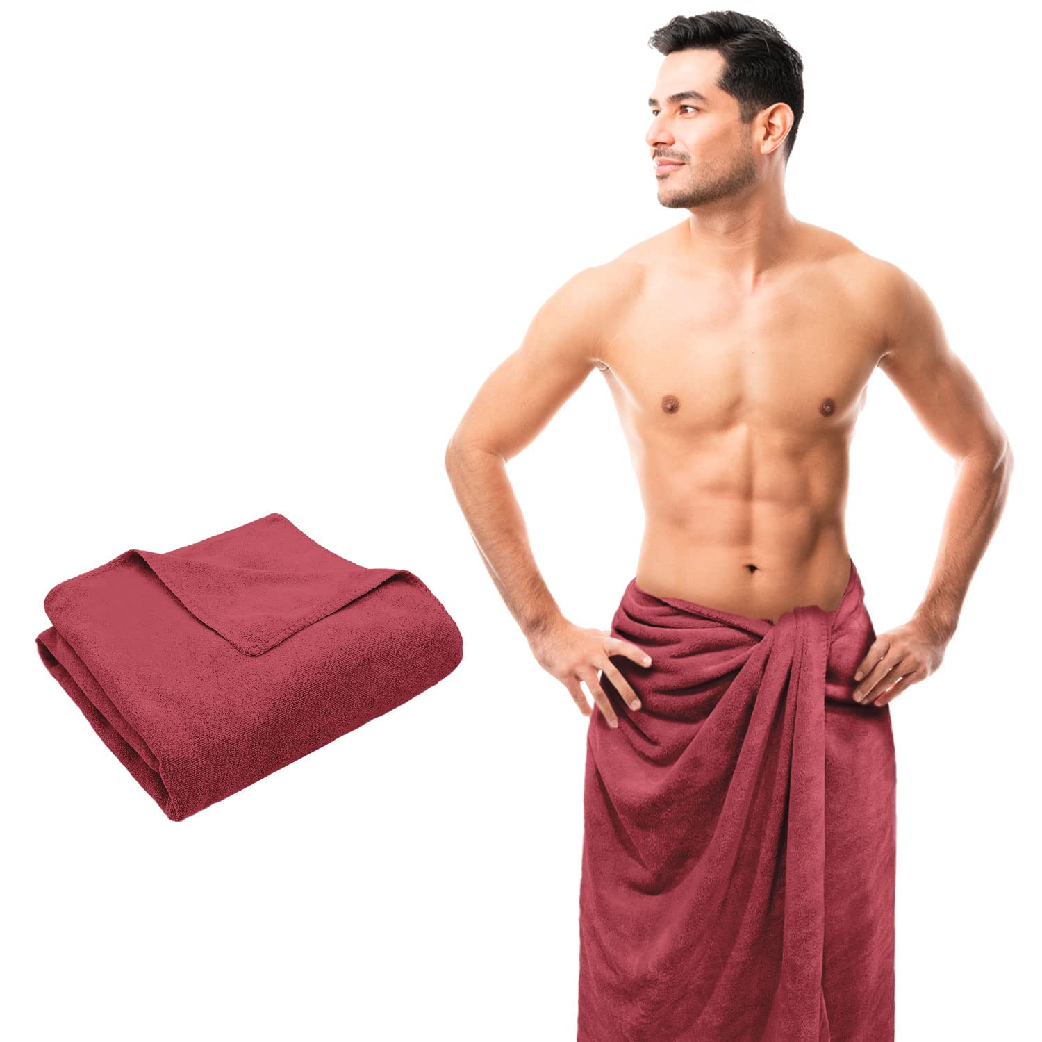 Sassoon Venir Microfiber Men XL Bath Towel 450 Gsm | Ultra Soft Material, Towel For Daily Use (Crimson)