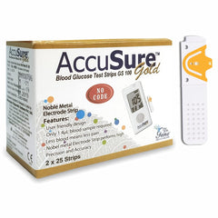 AccuSure Gold Blood Glucose Test Strips - Pack Of 2 X 50 Glucometer Strips