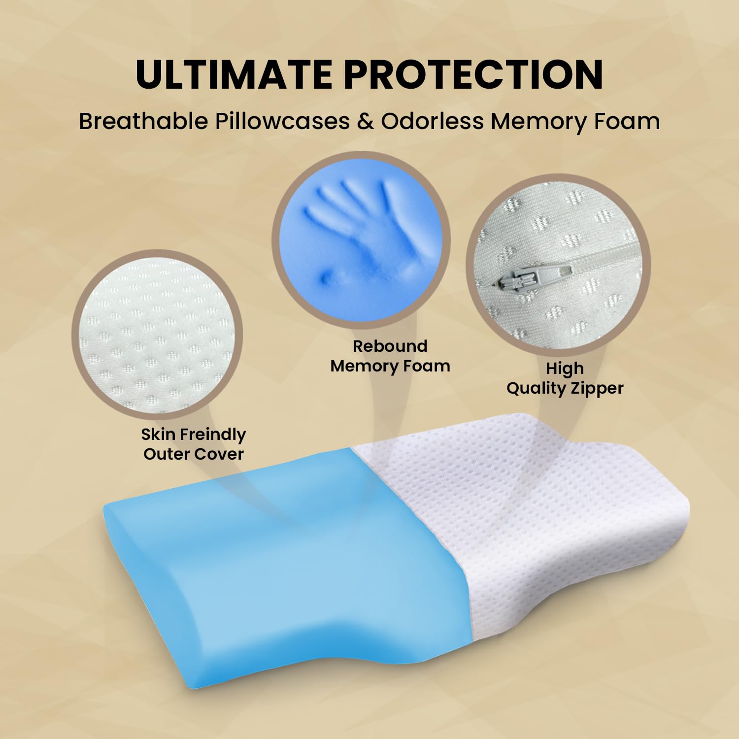 Cervical Pillow For Neck & Shoulder Pain Relief, Neck Support, Medical Pillow, White Gel | Orthopedic Memory Foam Pillow, Cervical Pillow For Spondylitis | Perfect For All Sleeping Positions