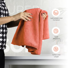 Black Gold The Finer Touch Premium Microfiber Bath Towels 1600 Gsm | Lightweight Ultra-Soft Fade Resistant (Peach) - 4 Pcs