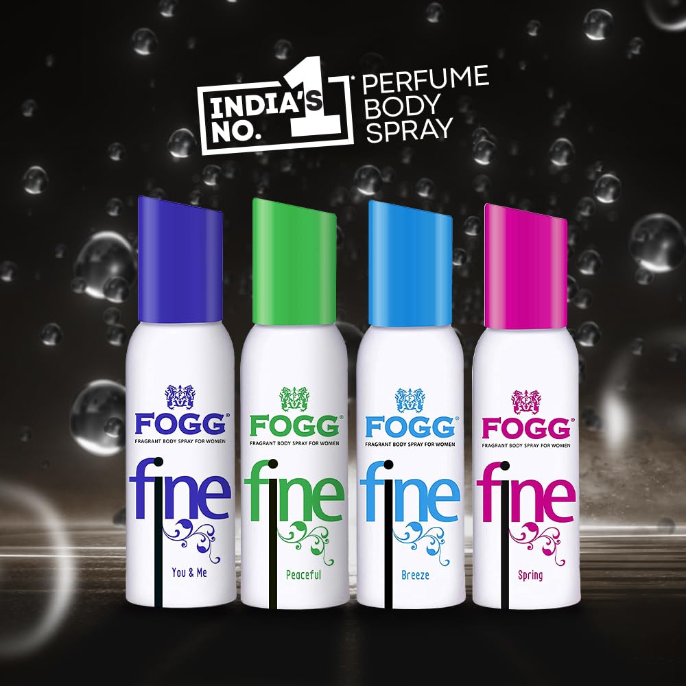 Fogg Fine Peaceful No Gas Deodorant For Women | Long-lasting Perfume Body Spray 120 Ml 4 Fl.oz.