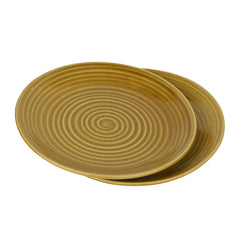 Handcrafted Ceramic Dinner Plates Set Of 2 - Brown, Diameter: 24 Cm | Full Plates - Ceramic Platter - Sand Dune Splendour Collection