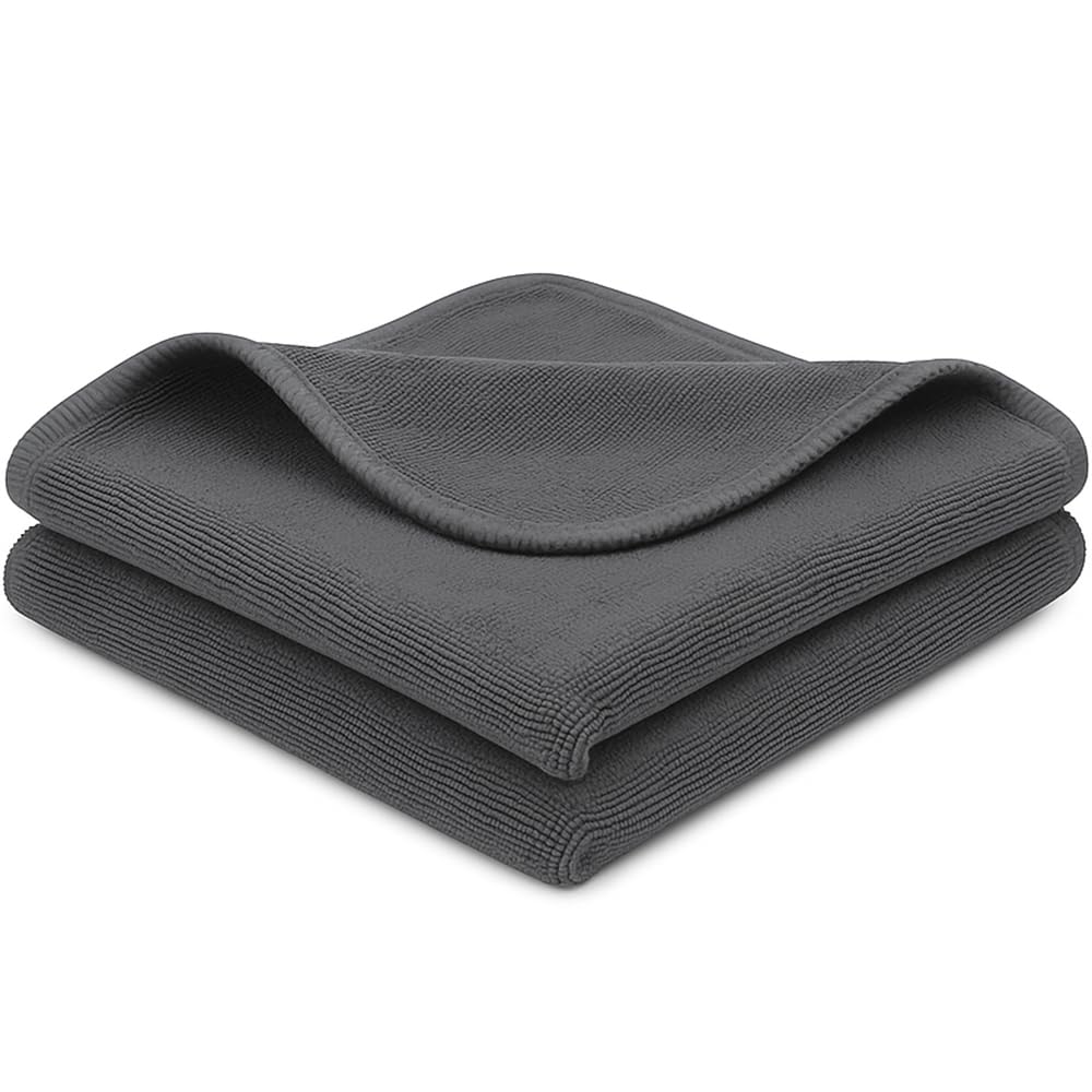 Docat Microfiber Cleaning Cloth 350 Gsm | Cleaning Towels For Kitchen Thick Lint & Streak-Free Multipurpose Cloths (Set Of 2) - Grey