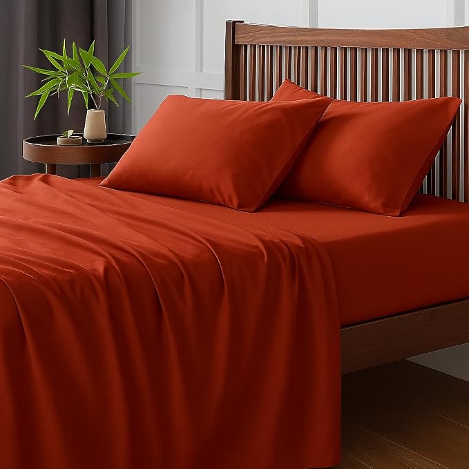 100% Pure Cotton Double Bed Bedsheet With 2 Pillow Covers - Size 90 X 100 Inches, Red | Lightweight, Soft & Breathable Durable & Long-Lasting Bedsheet