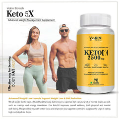 Vokin Biotech Keto 5x With Garcinia Cambogia Natural Weight Loss Supplement For Men & Women | 90 Tablets 150gm 0.3lbs
