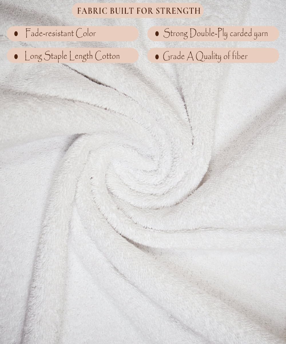 Rangoli Soft Absorbent Durable Towels Earthly Egyption Cotton Plush Oversized Bath Towel 600 Gsm (White)
