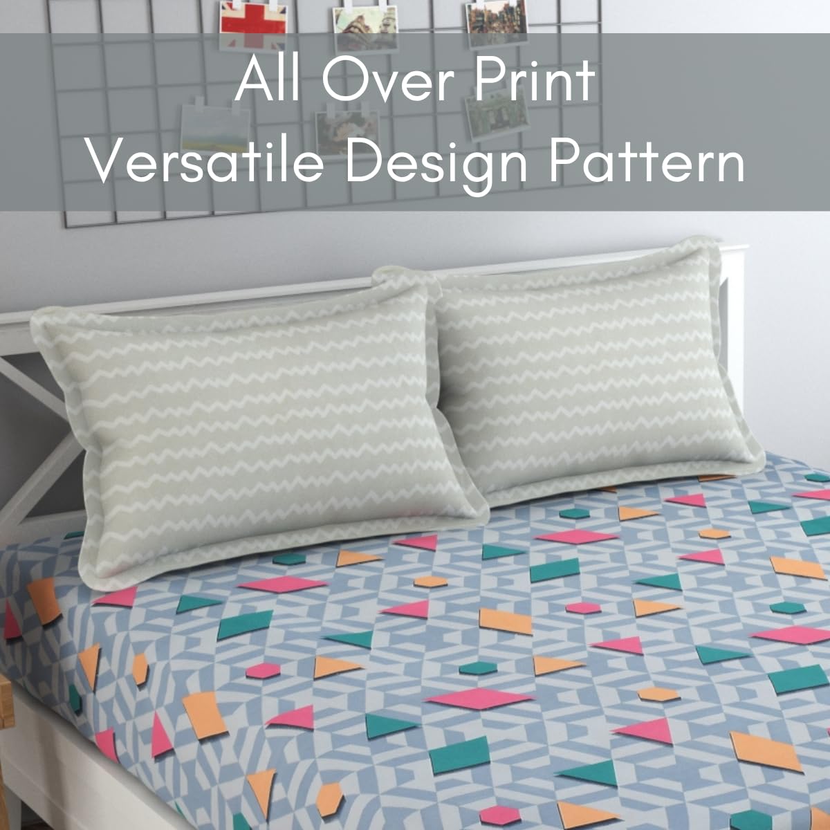 Bedsheet For Queen Size Bed With 2 Pillow Covers - 90 X 100 Inches, Multicolor | Soft, Breathable, Wrinkle Free & Fade Resistant