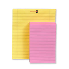 Writing Notepad Ruled 10.5x8.5 Yellow, Pack Of 6 & 5 X 8 Pink, Pack Of 12- Inch 50 -Sheet Lined