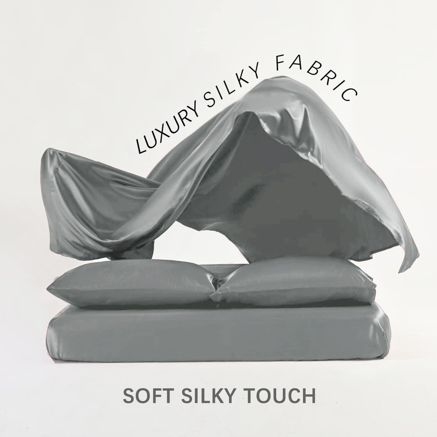 1 Double Bedsheet For King Size With 2 Pillow Covers - 108 X 108 Inches, Grey | Perfect For Romantic Night, Excellent Gift For All Celebrations Bedsheet